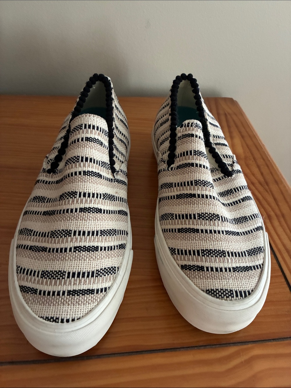 SeaVees Striped Slip-On Loafers in Black and Cream